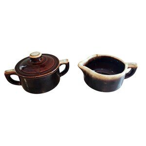 vintage Pfaltzgraff Brown Drip creamer and sugar bowl set